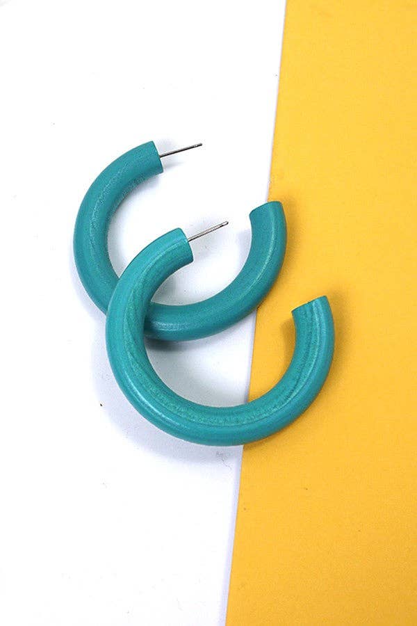 JOSSLYN by wall to wall - COLORFUL WOOD HOOP EARRINGS | 31E23585