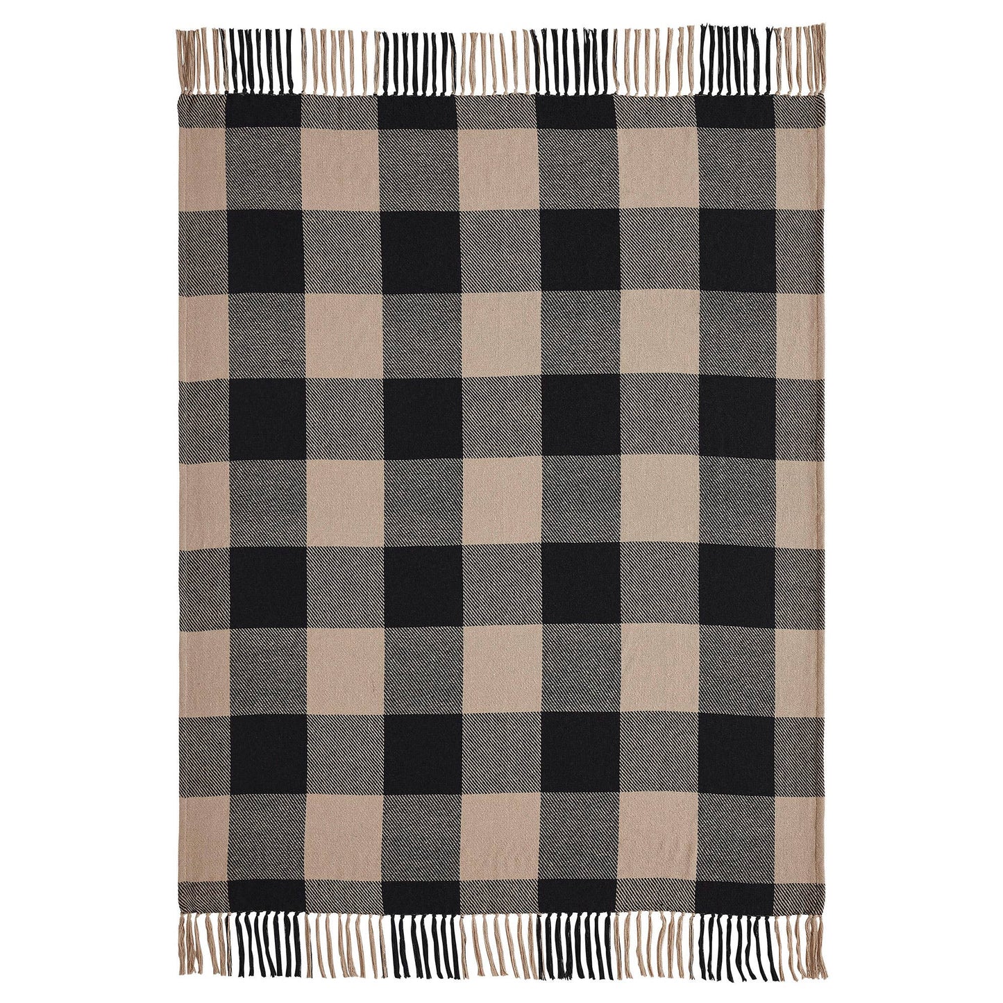 VHC Brands - Black Tan Buffalo Check Woven Throw Blanket 50x60