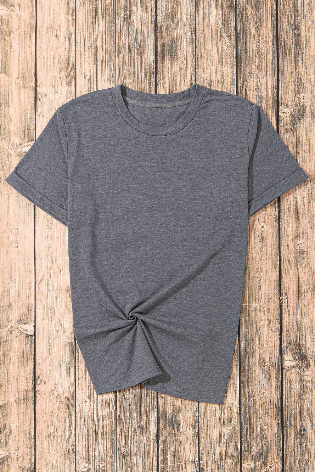 PRETTY BASH - PRETTY BASH Solid Short Sleeve Crew Neck Tee