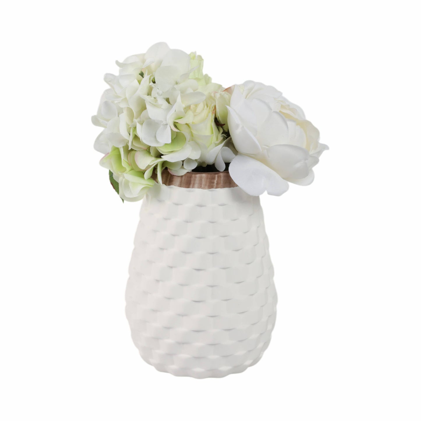 Sagebrook Home - Decorative Vase - White/Brown Ceramic Round Textured, 9 in.