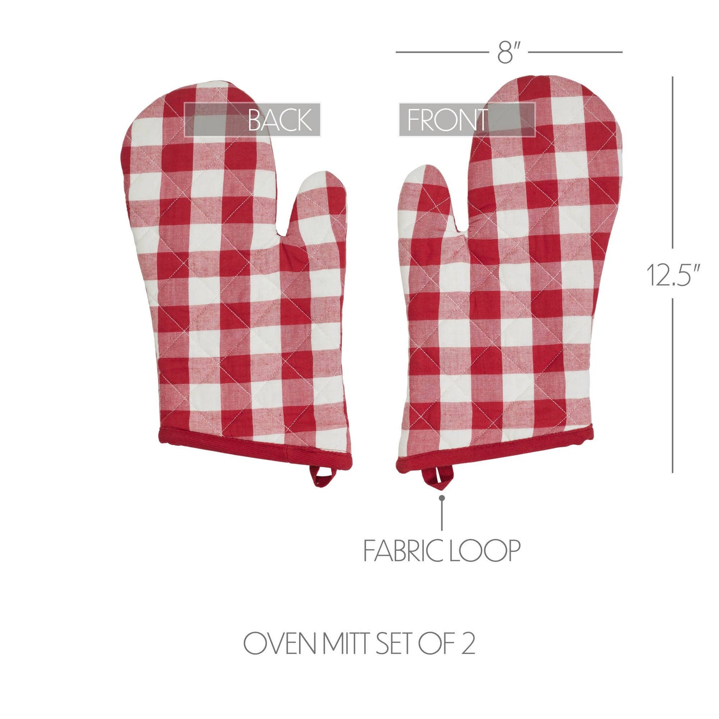 VHC Brands - Annie Red Gingham Check Oven Mitt Set of 2