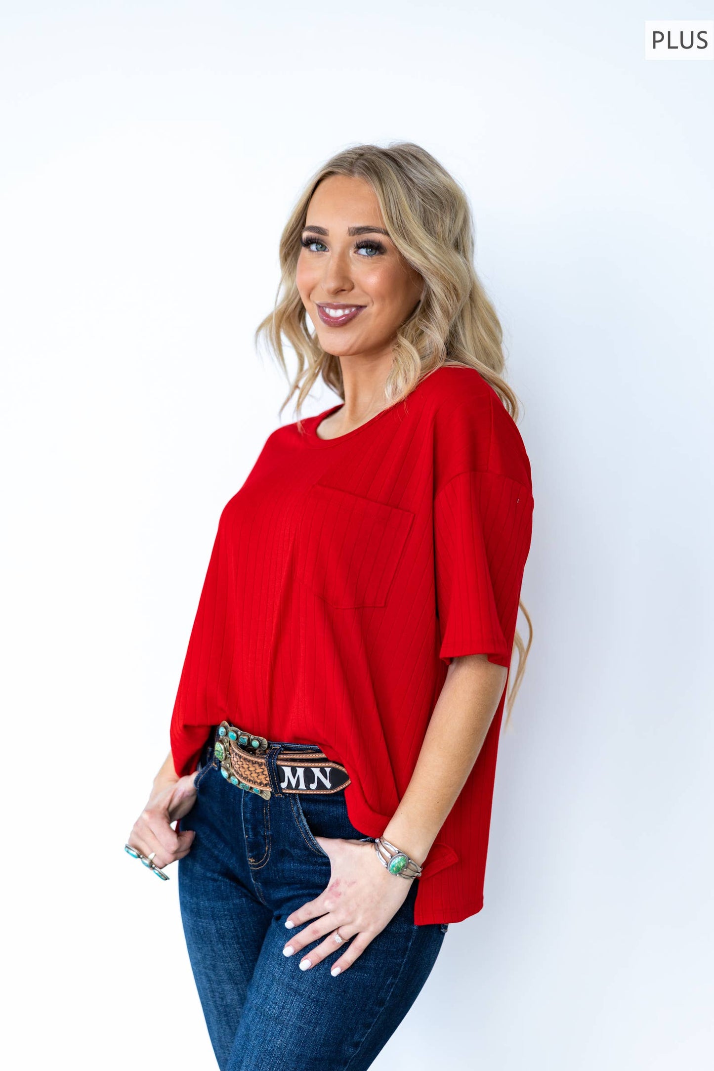 ANDREE  - PLUS SIZE Ribbed Boyfriend Style Oversized Top