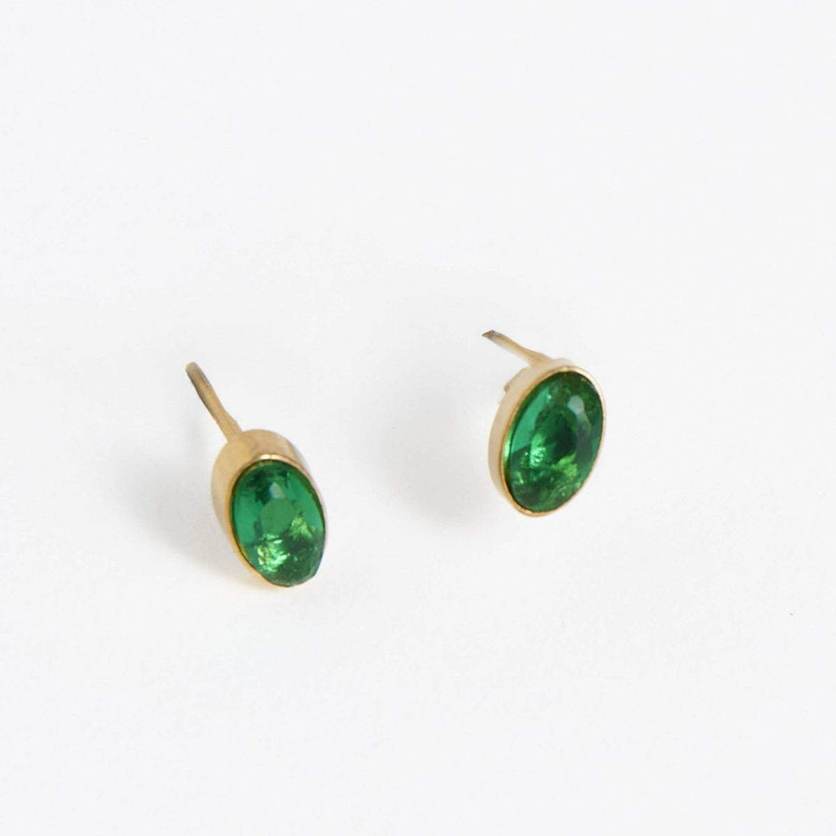 Howard's - Waterproof Earrings Oval Gem Cubic Zirconia 18K Gold Stud