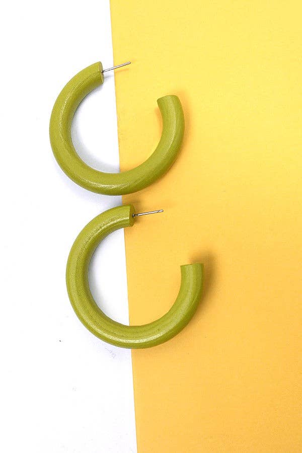 JOSSLYN by wall to wall - COLORFUL WOOD HOOP EARRINGS | 31E23585