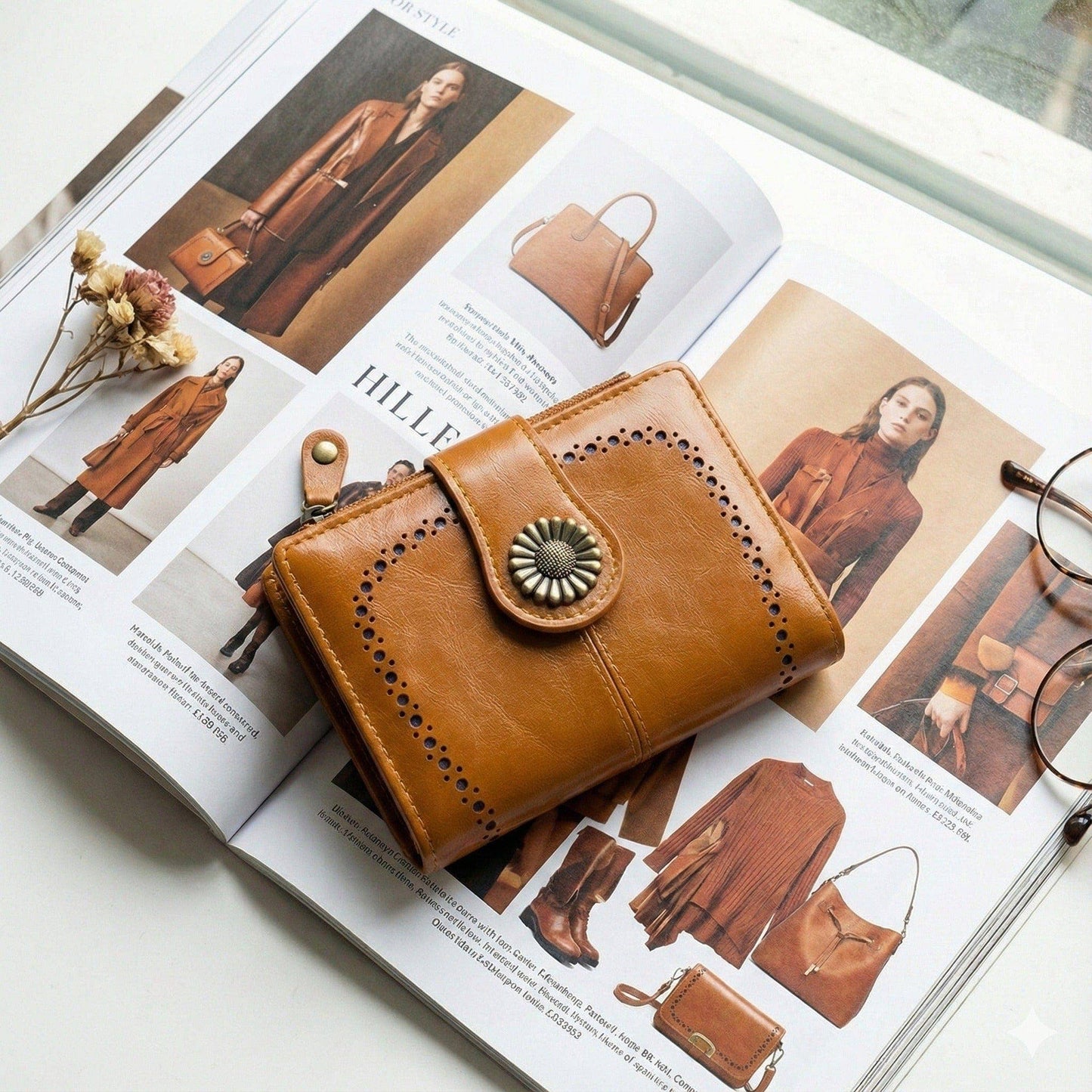 MiMi Wholesale - YX25766-6 Lena Vegan Leather Laser Cut Out Detail Wallet