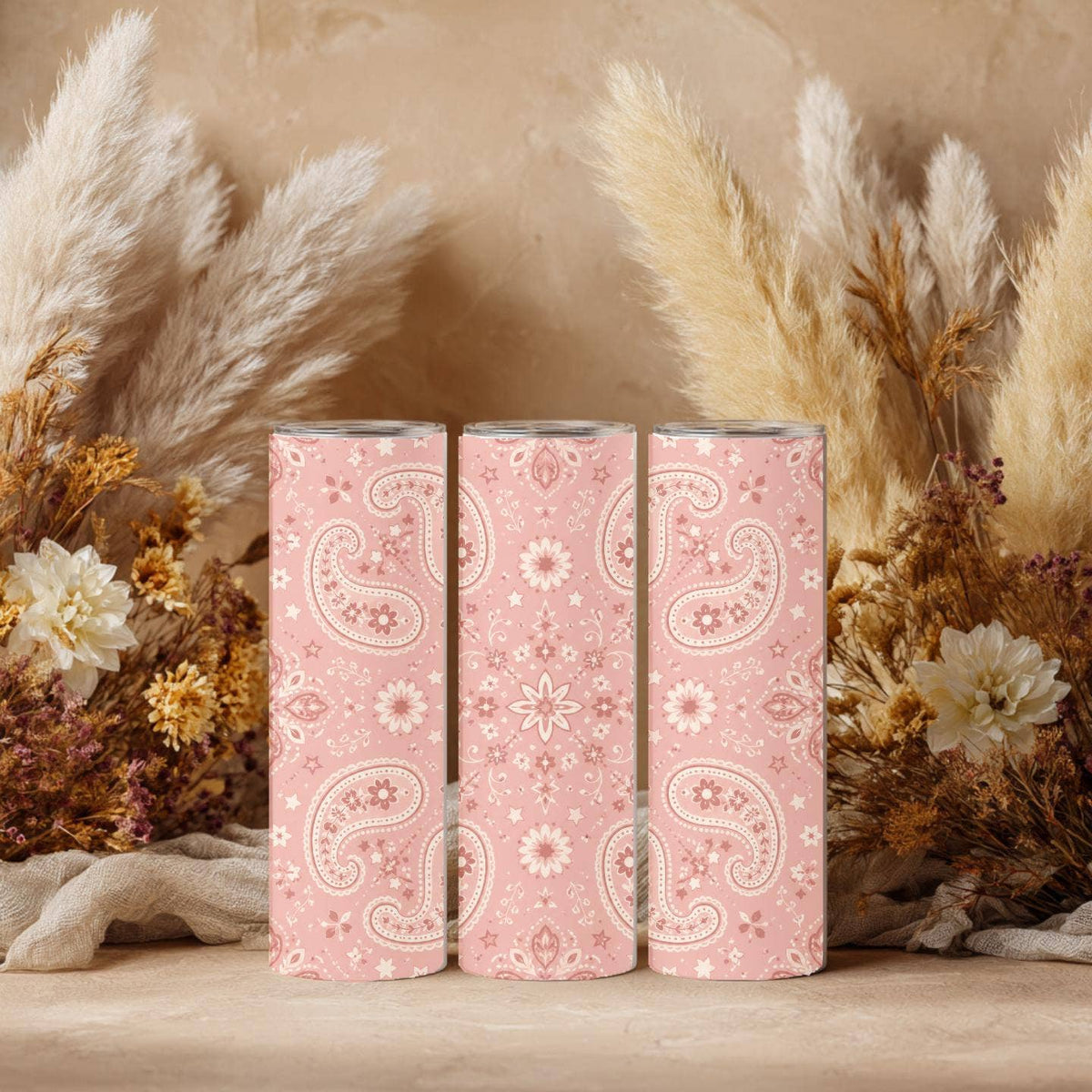 Nordic and Native - Pink Western Bandana 20 oz Skinny Tumbler