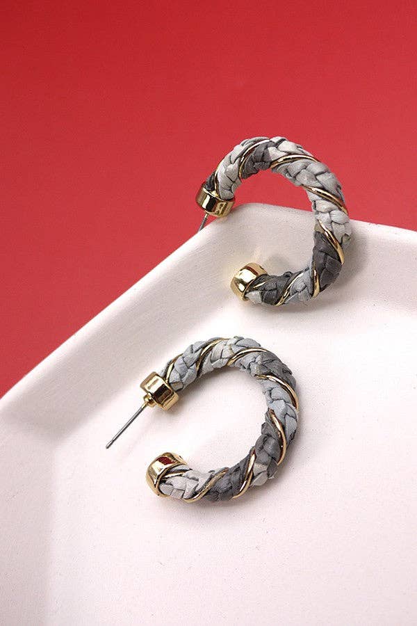 JOSSLYN by wall to wall - FAUX LEATHER ROPE HOOP EARRINGS | 52E2090216
