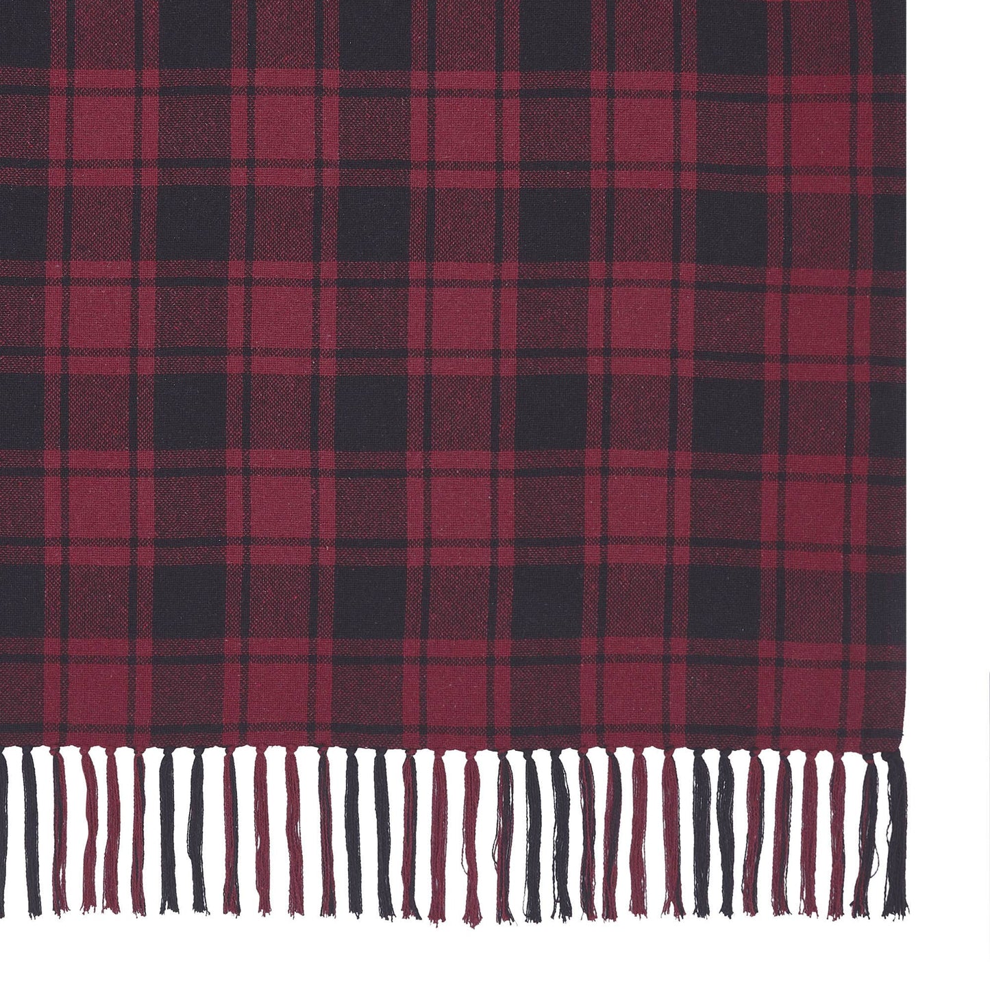 VHC Brands - Cranberry Black Plaid Woven Throw Blanket Lodge Decor 50x60