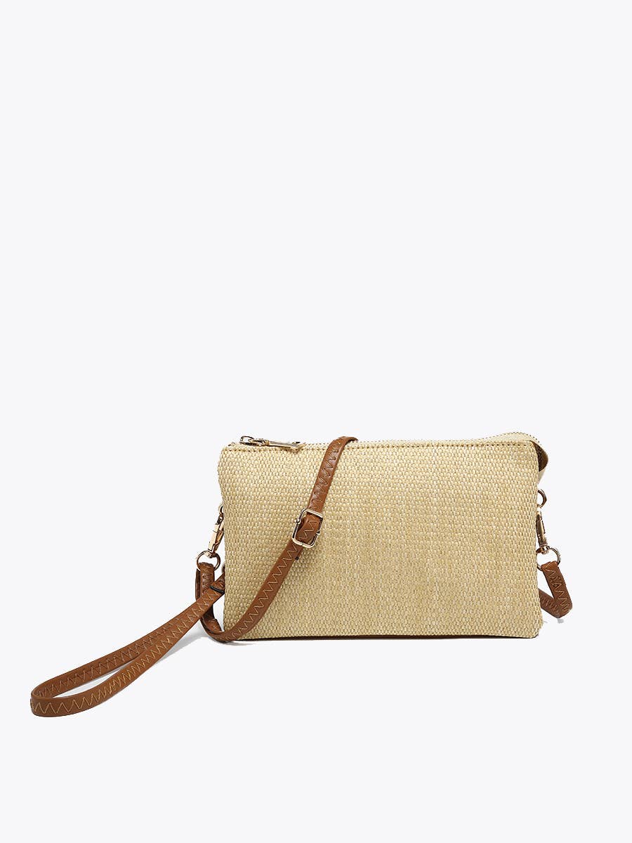 Jen & Co. - M013MSTW Riley Micro Straw 3 Compartment Crossbody/Wristlet