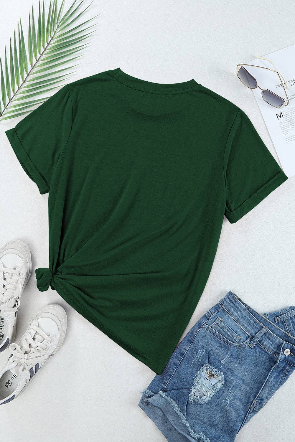 PRETTY BASH - PRETTY BASH Solid Short Sleeve Crew Neck Tee