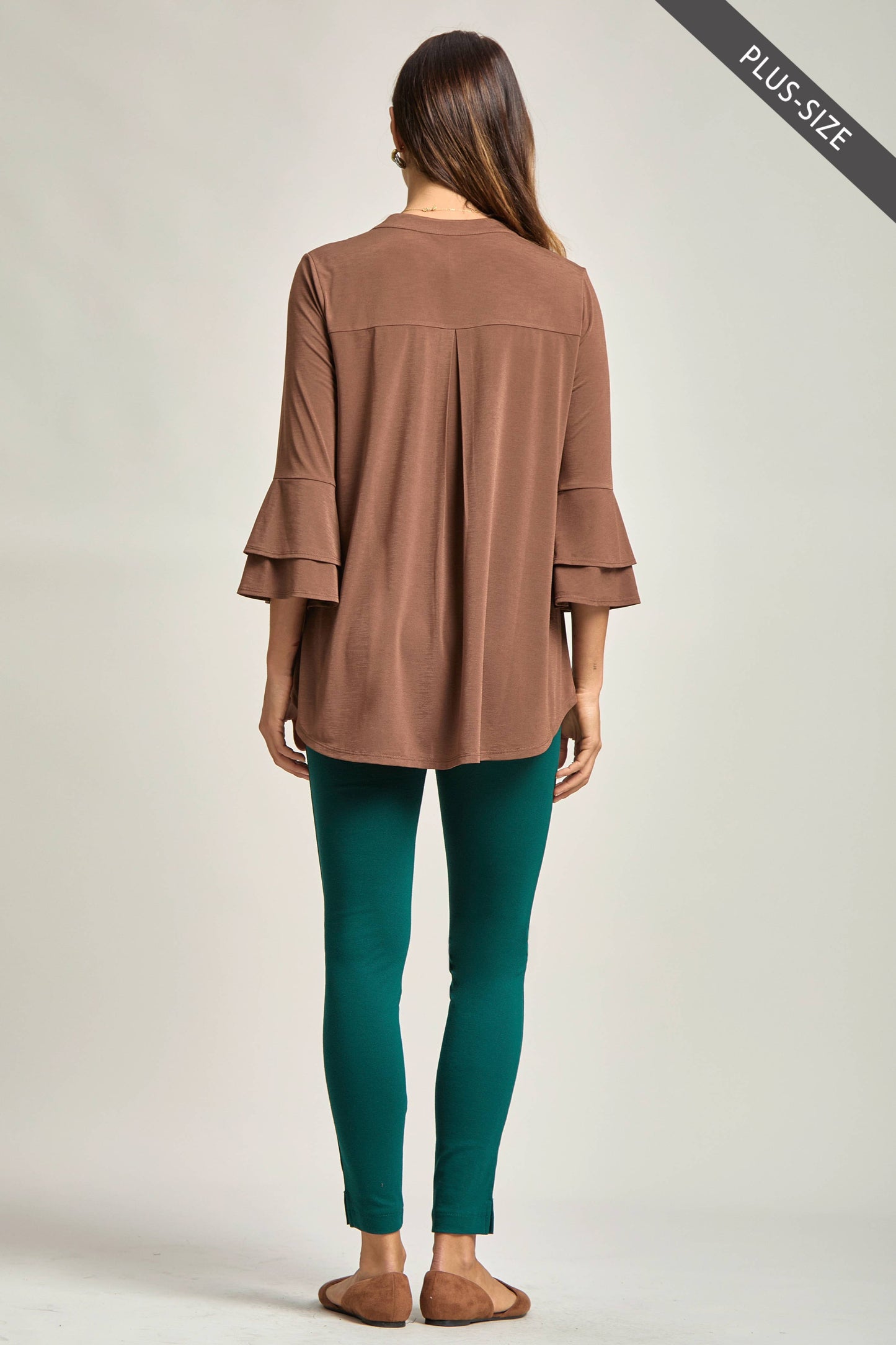 DEAR SCARLETT- PLUS SIZE Solid Color Belled Lizzy Top