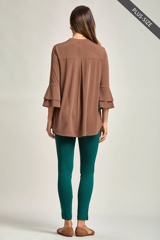 DEAR SCARLETT- PLUS SIZE Solid Color Belled Lizzy Top