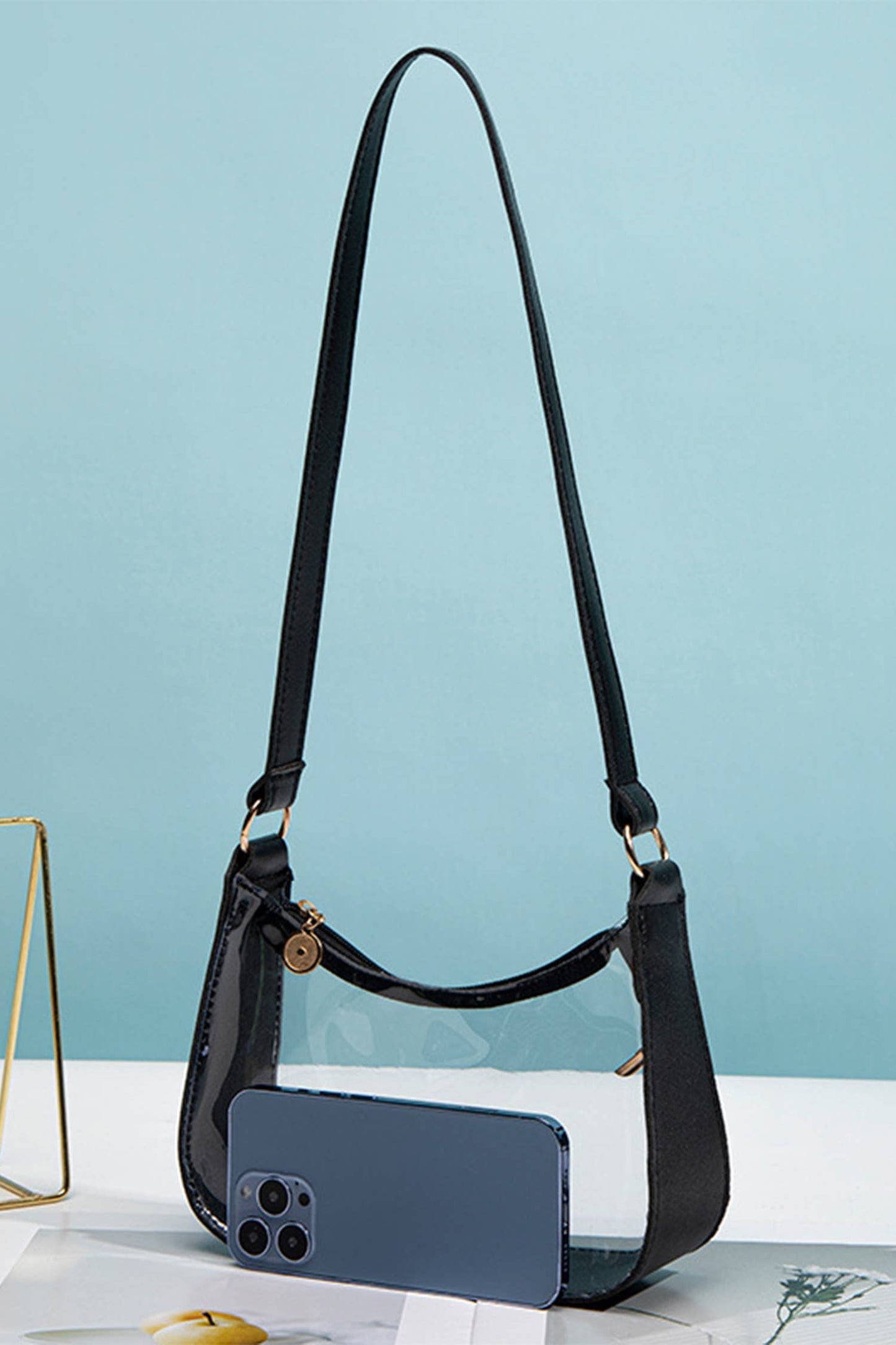 Little Daisy Closet - LDC PU Leather Trim Clear Shoulder Bag
