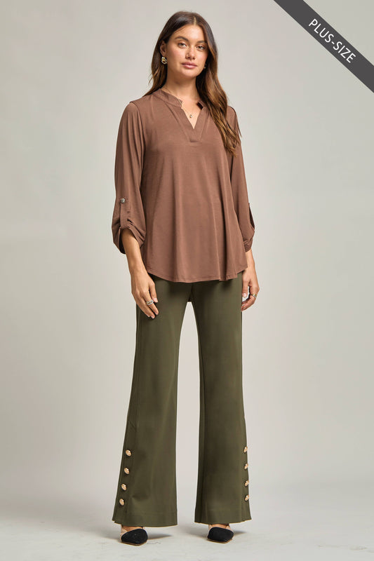 DEAR SCARLETT - PLUS SIZE Travel Friendly 3/4 Sleeve Lizzy Blouse