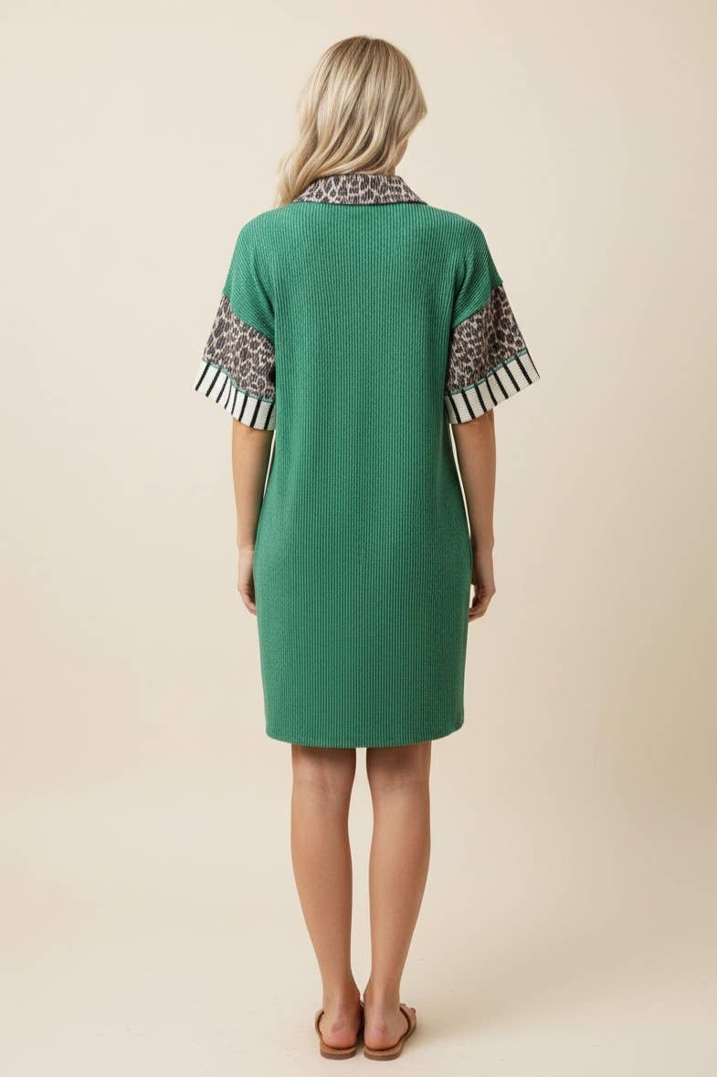 HEIMISH - ED6878-11 V-neck polo collar dress
