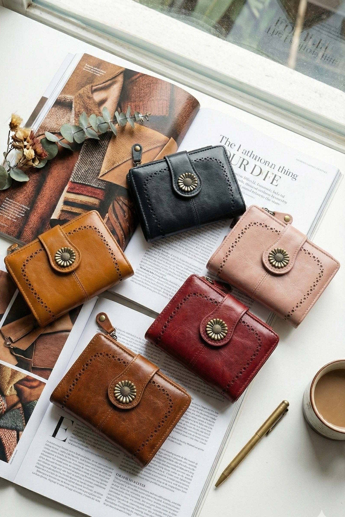 MiMi Wholesale - YX25766-6 Lena Vegan Leather Laser Cut Out Detail Wallet