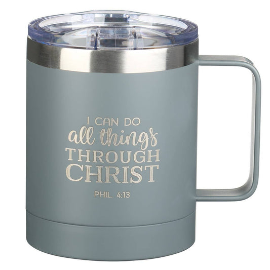 Christian Art Gifts - Mug SS Camp Gray All Things Phil. 4:13