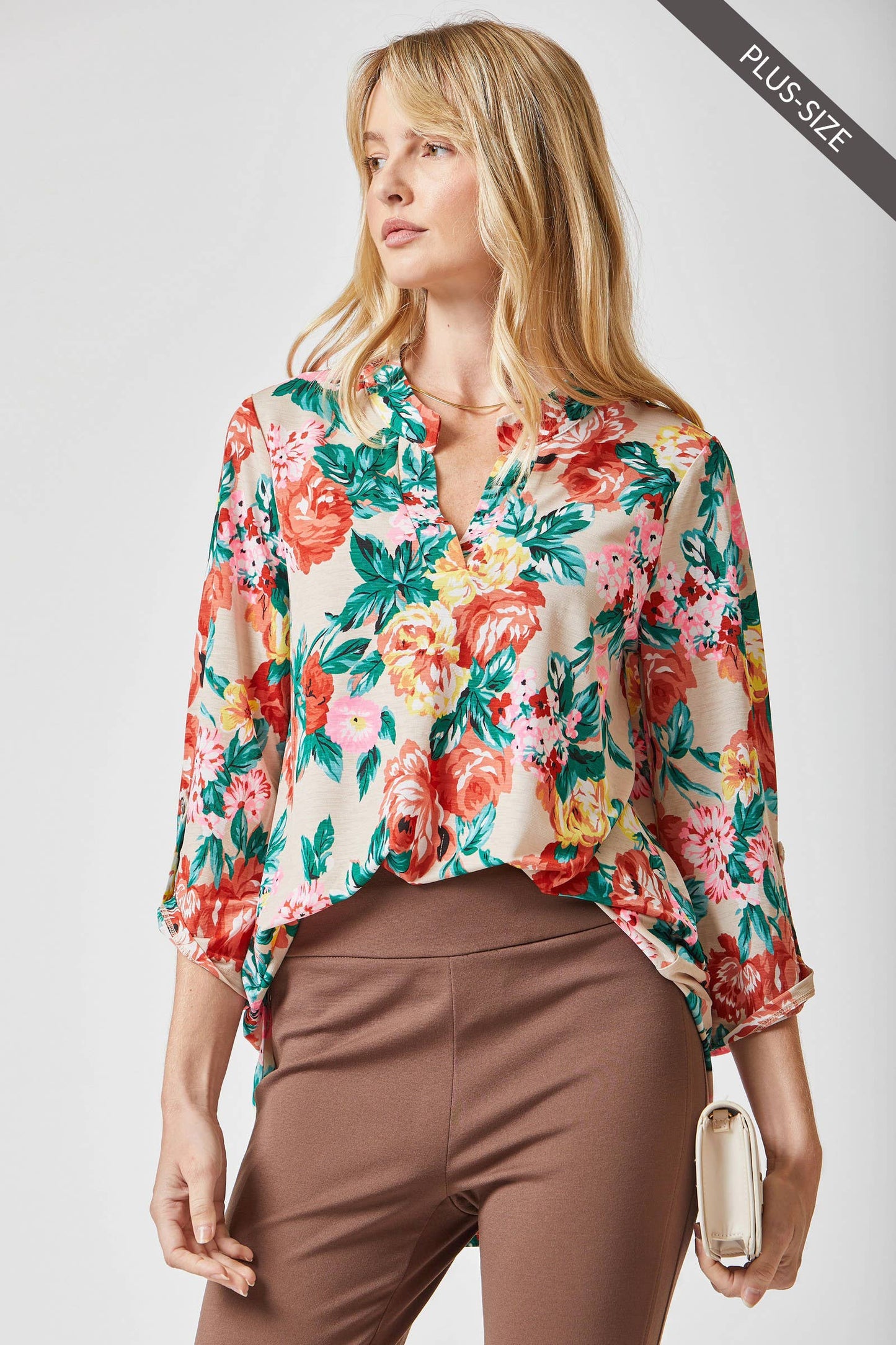 DEAR SCARLETT - PLUS SIZE  3/4 Sleeve Printed LIZZY Top