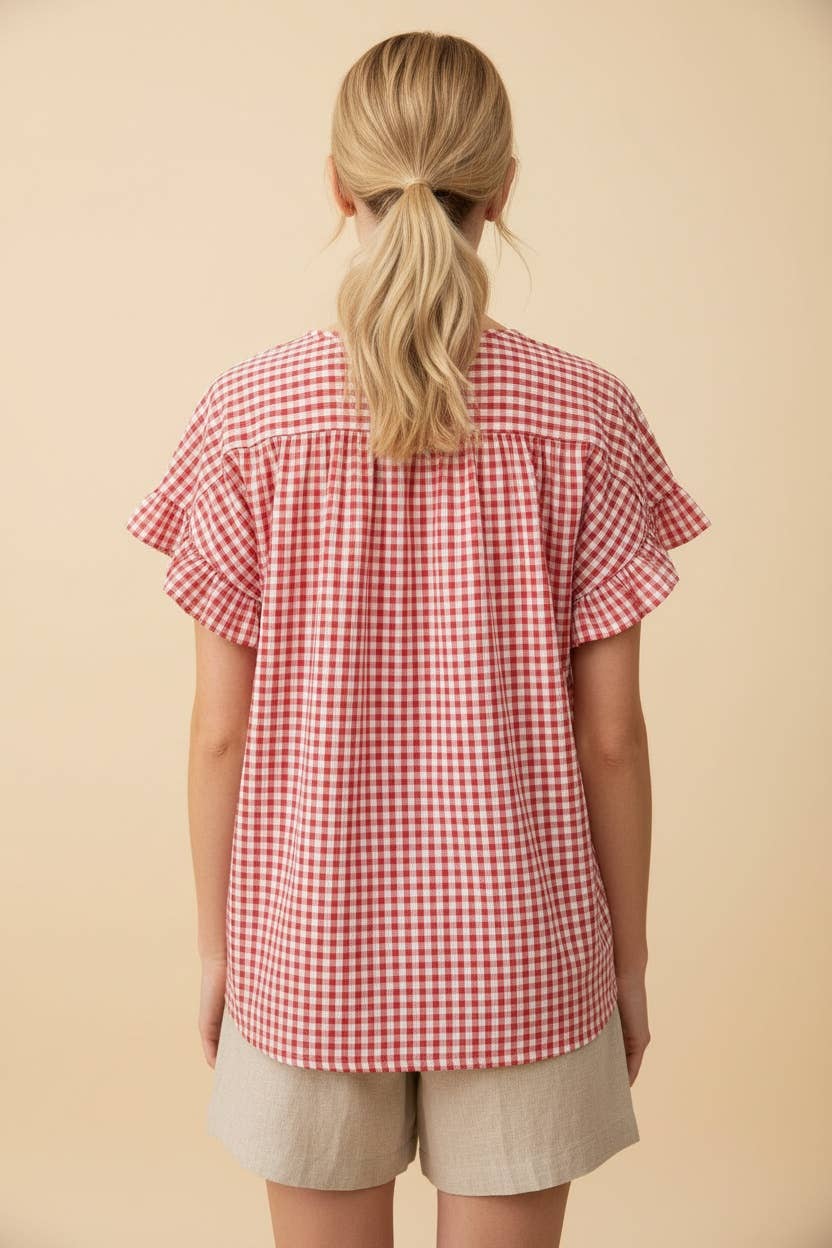 HEIMISH - ET7933-11 V NECK CHECK TOP