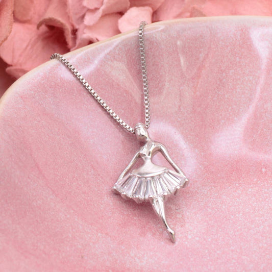 ZAD - On Pointe Silver Crystal Ballerina Necklace