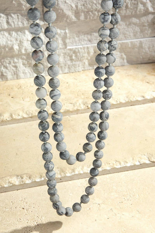 Semi Precious 8mm Long Necklace