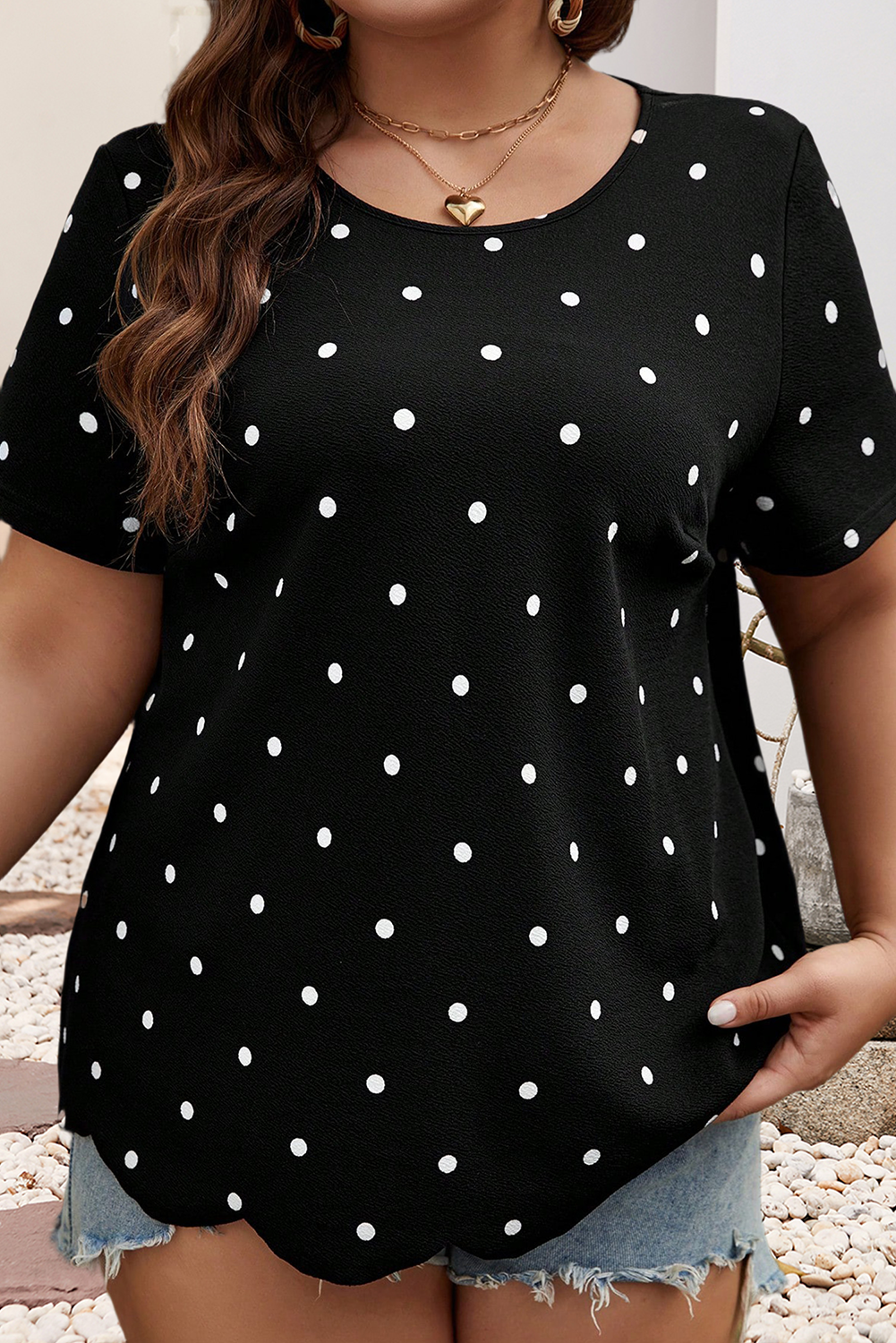 Little Daisy Closet - Plus Size Polka Dot Casual T Shirt