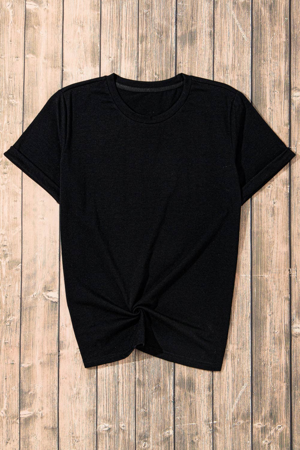 PRETTY BASH - PRETTY BASH Solid Short Sleeve Crew Neck Tee