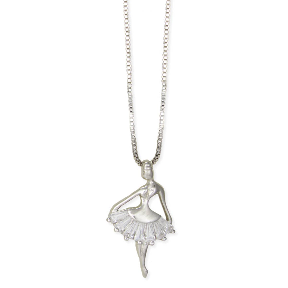 ZAD - On Pointe Silver Crystal Ballerina Necklace
