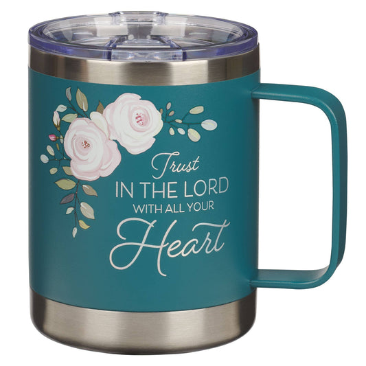 Christian Art Gifts - Mug SS Camp Teal Trust in the Lord Prov. 3:5