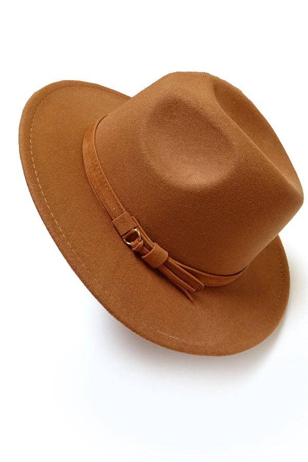 JOSSLYN by wall to wall - A VINTAGE CLASSIC FEDORA HAT BROWN TIE TRIM | 40HW304
