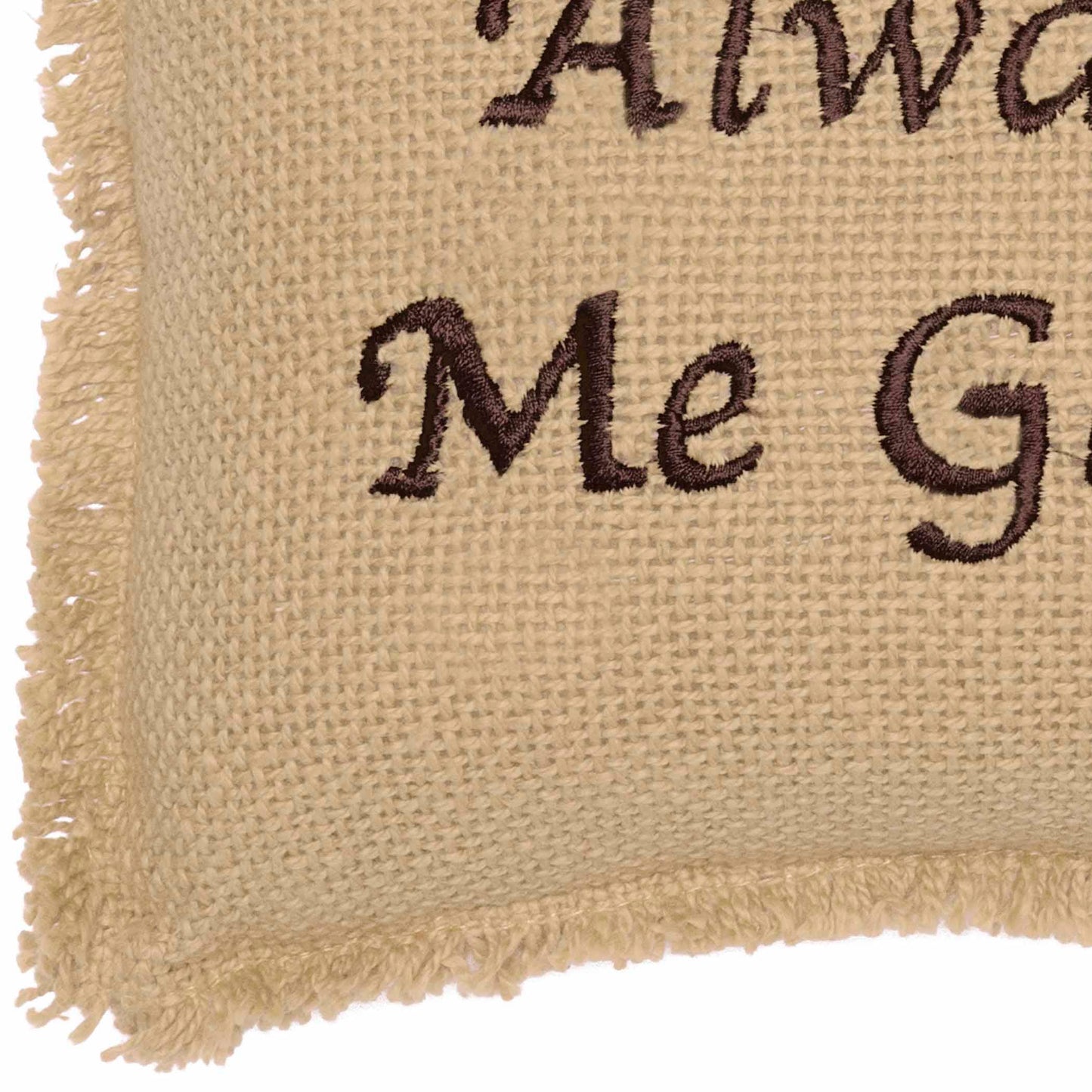 VHC Brands - Burlap Natural Throw Pillow Always Kiss Me Goodnight 7x13