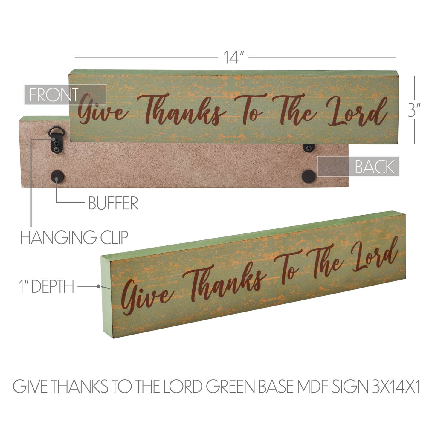 VHC Brands - Give Thanks To The Lord Wood Sign 14" Rustic Farmhouse Decor