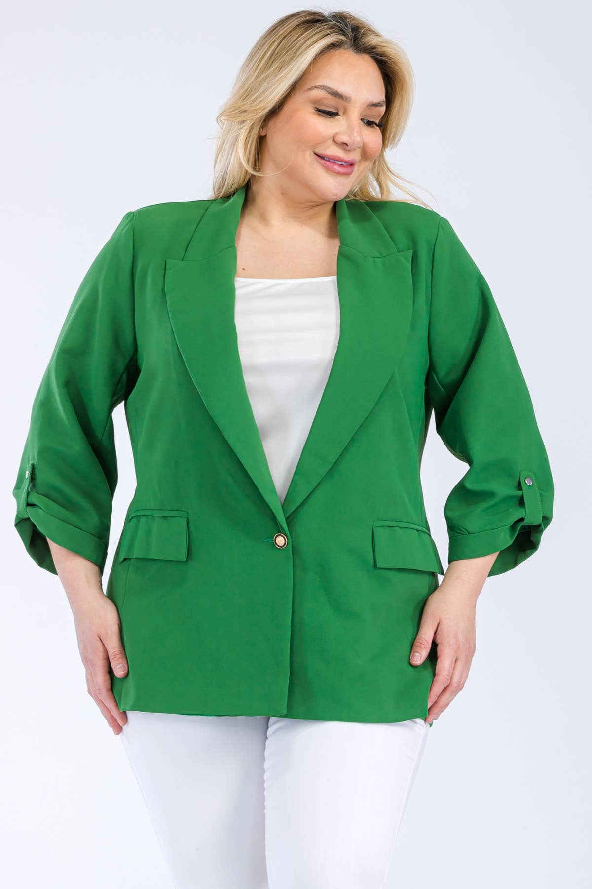 Plus Size Women Solid Blazer