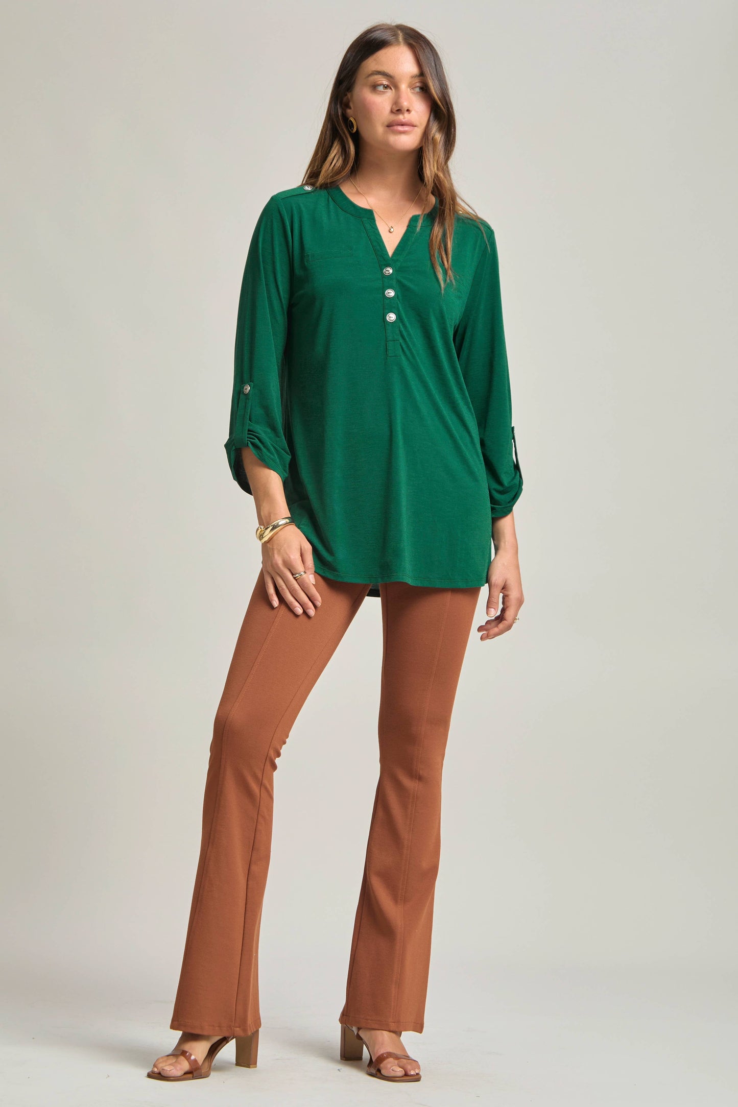 DEAR SCARLETT - Solid Colored Buttoned Lizzy Top
