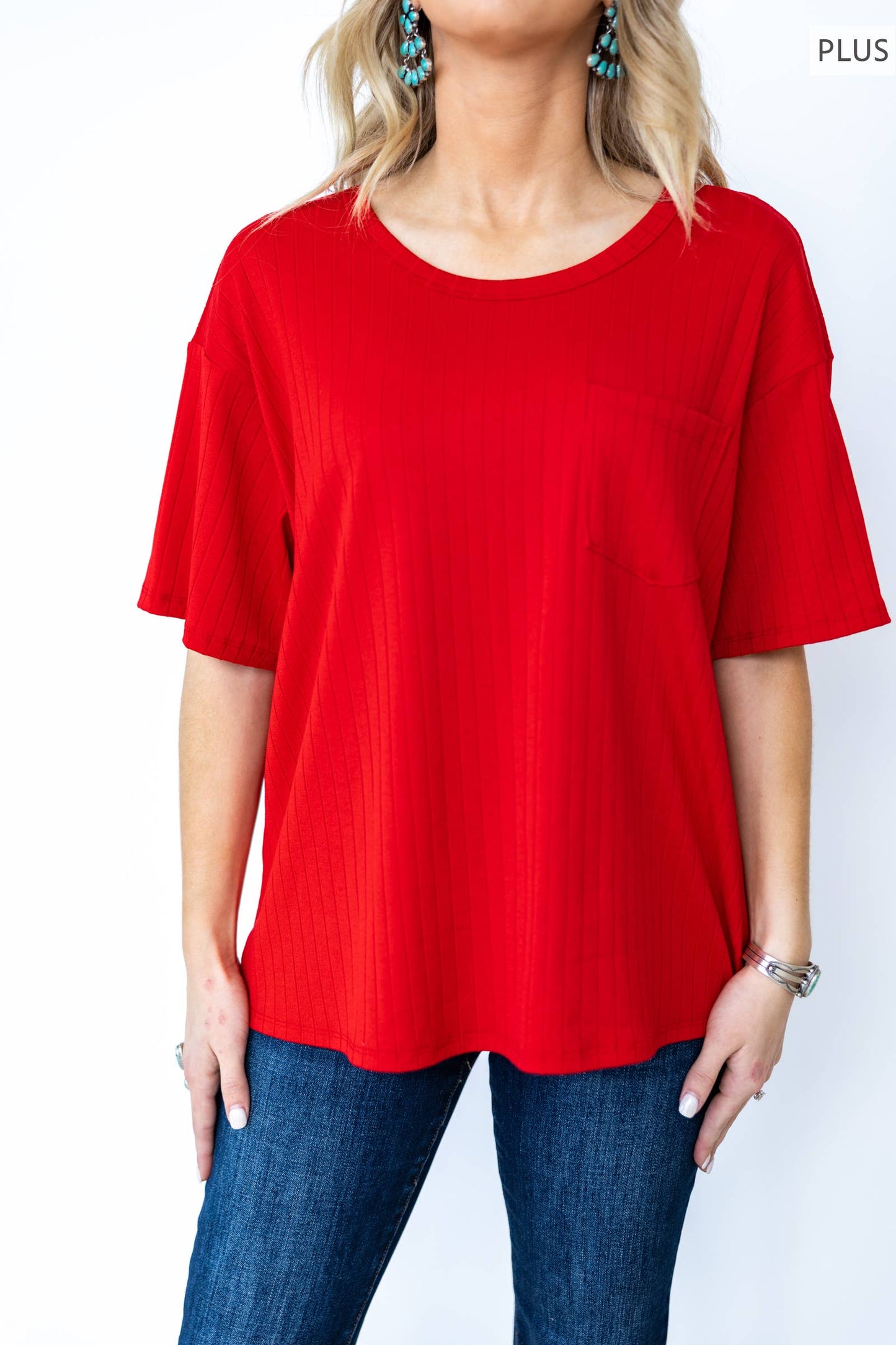ANDREE  - PLUS SIZE Ribbed Boyfriend Style Oversized Top