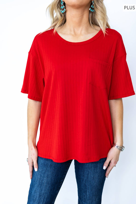 ANDREE  - PLUS SIZE Ribbed Boyfriend Style Oversized Top