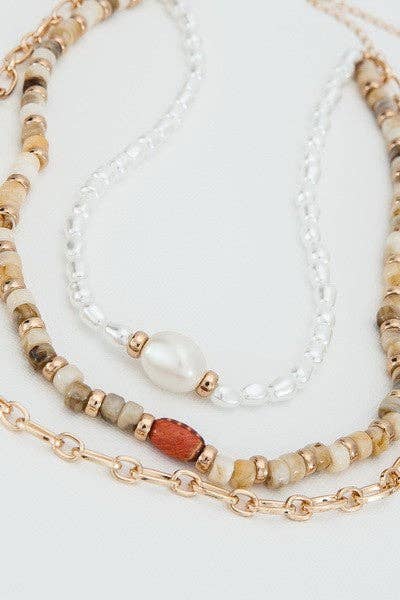 JOSSLYN by wall to wall - STUNNING MULTI LAYER BEAD PEARL NECKLACE | 31N22241