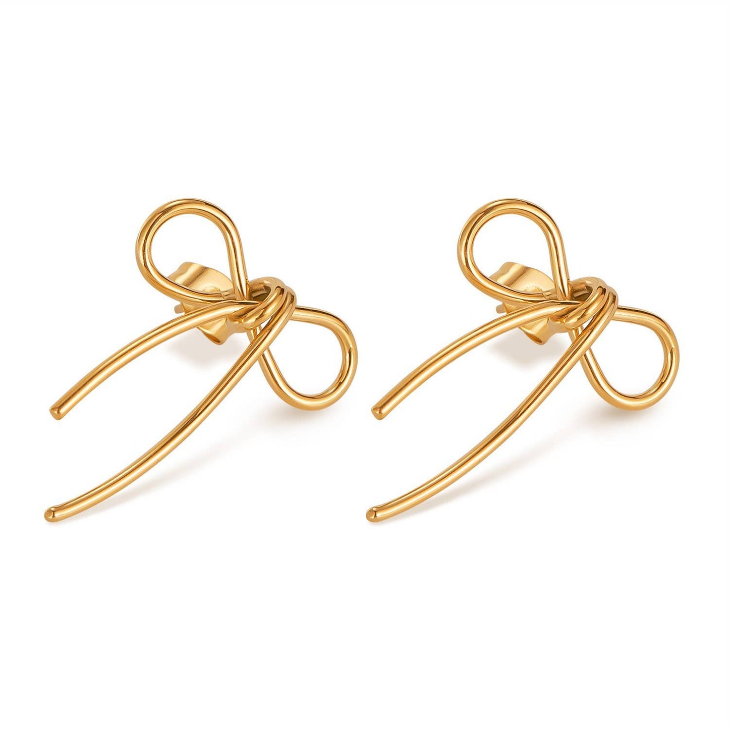 JOSSLYN by wall to wall - 18K STAINLESS STEEL TARNISH FREE BOW EARRINGS | 40E0347