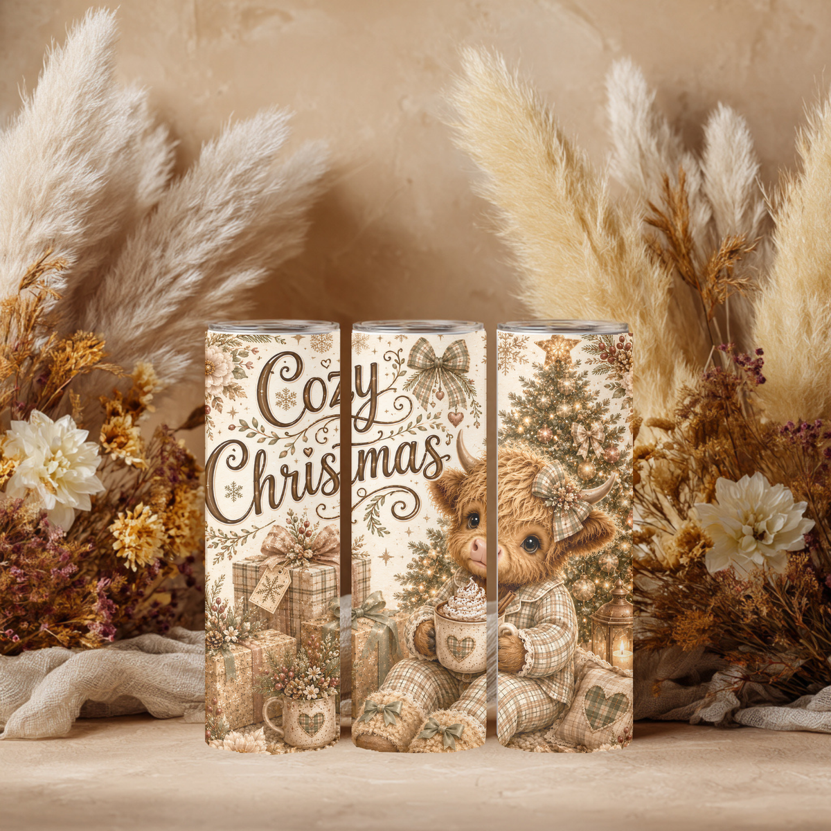 Nordic and Native - Cozy Christmas Highland Cow 20 oz Tumbler