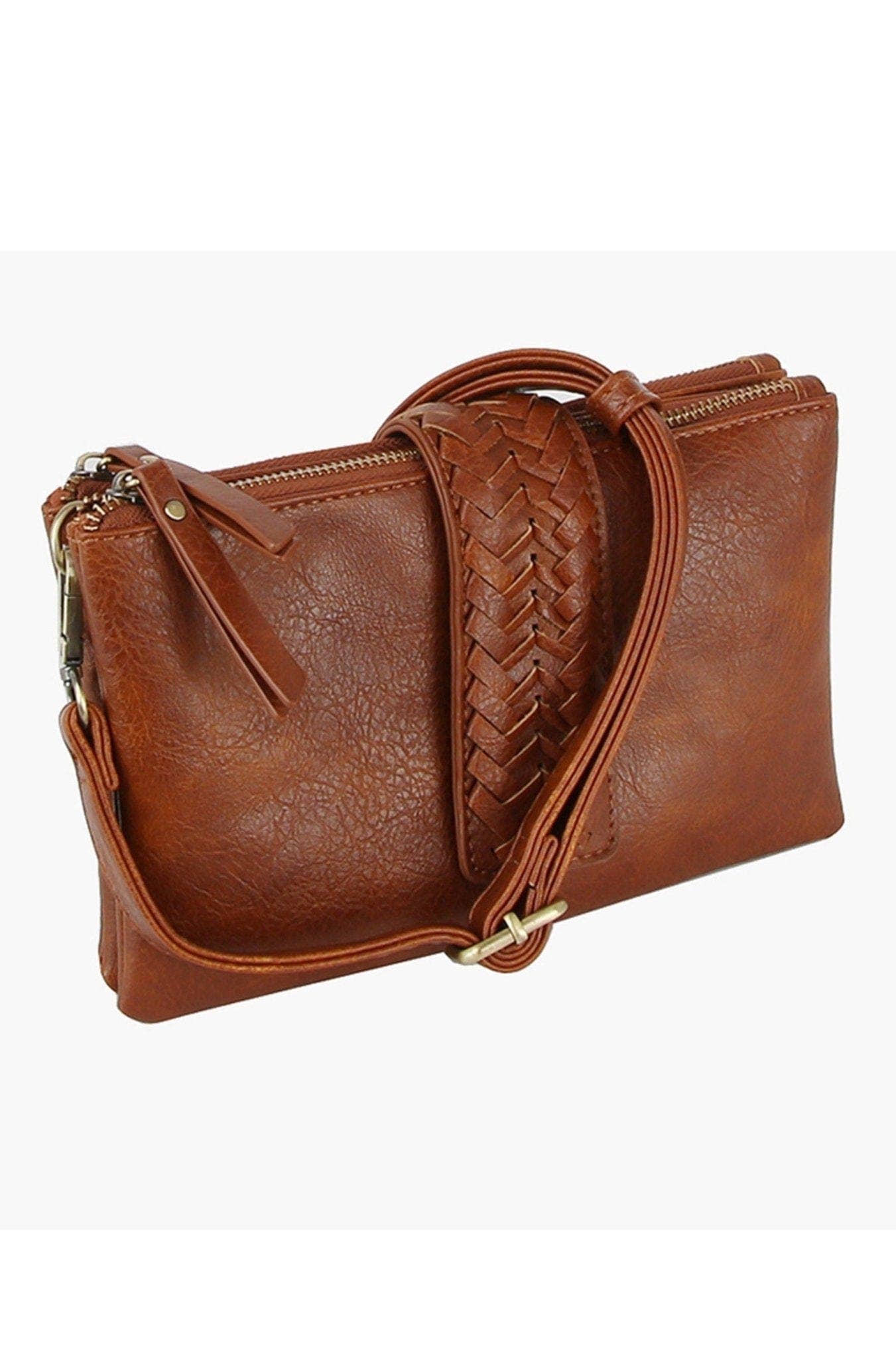 MiMi Wholesale - Women's Two-Compartment Crossbody Bag with Braid Detail