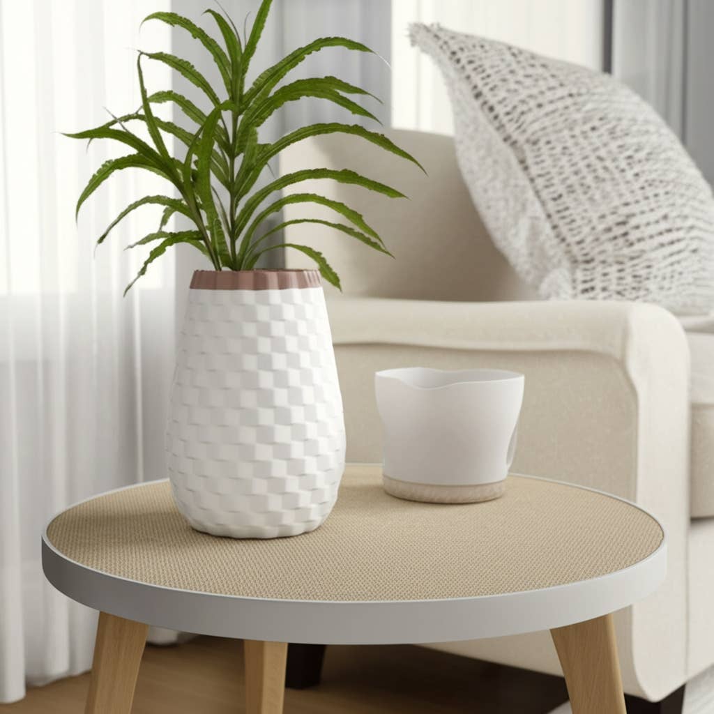 Sagebrook Home - Decorative Vase - White/Brown Ceramic Round Textured, 9 in.