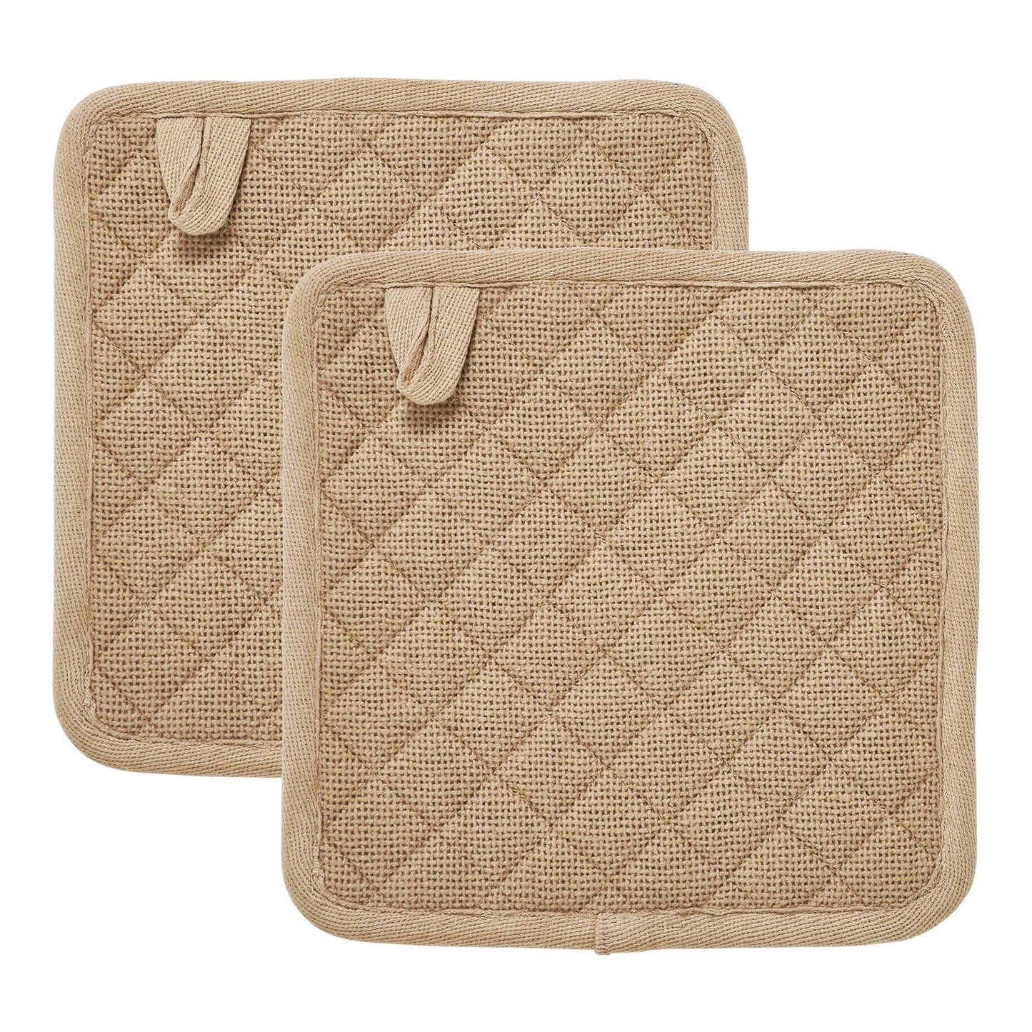 VHC Brands - Burlap Natural Pot Holder Set of 2 8x8