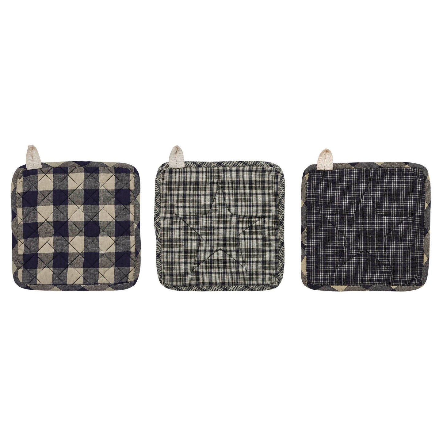 VHC Brands - My Country Patchwork Pot Holder Set of 3 8x8