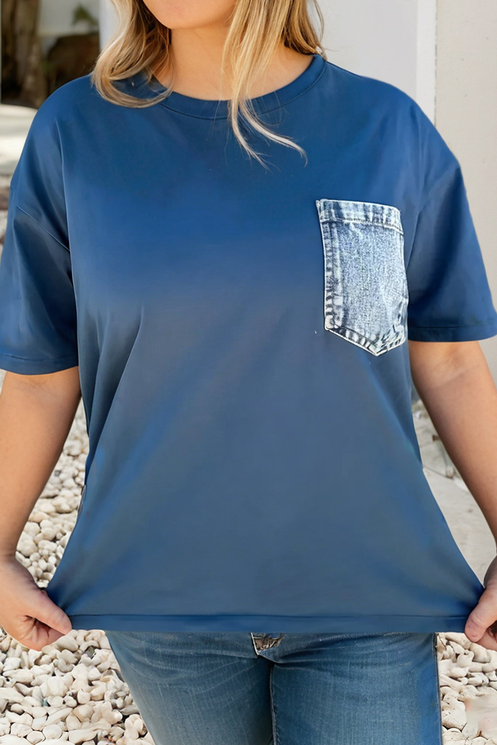 Little Daisy Closet - LDC Colorblock  Chest Pocket Patched Casual Top