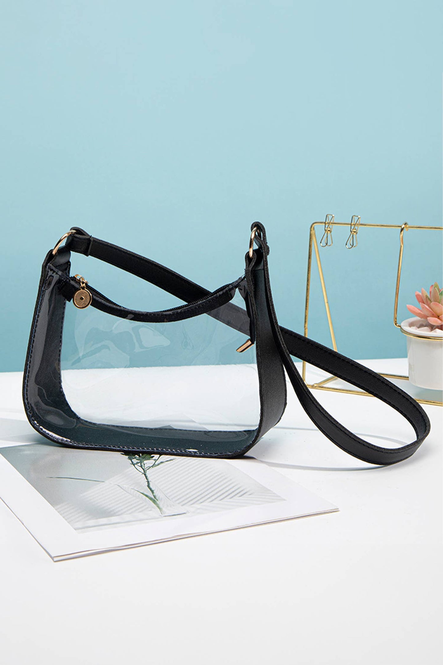Little Daisy Closet - LDC PU Leather Trim Clear Shoulder Bag