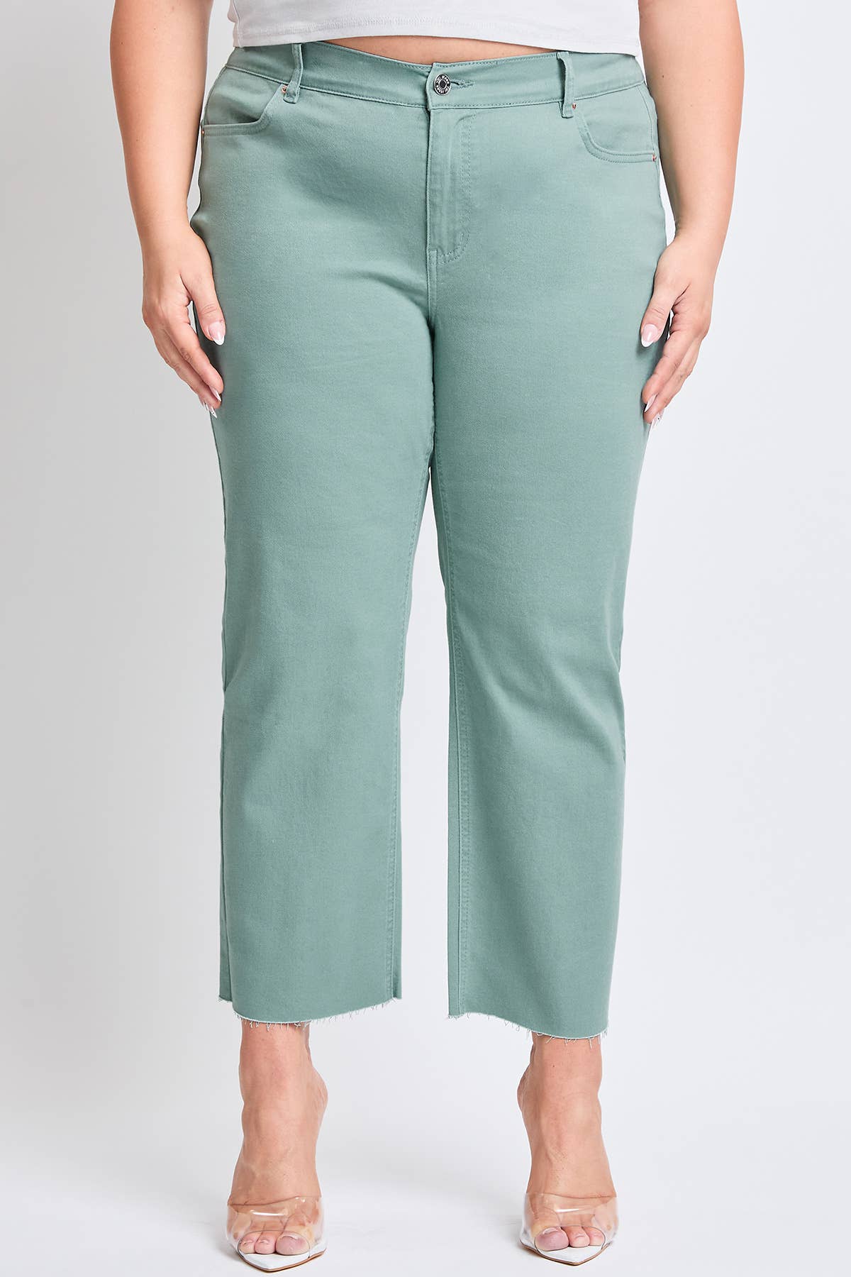 YMI - Plus High Rise Cropped Wide Leg Trouser-EP209207