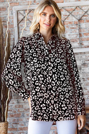 Black Animal Print Blouse